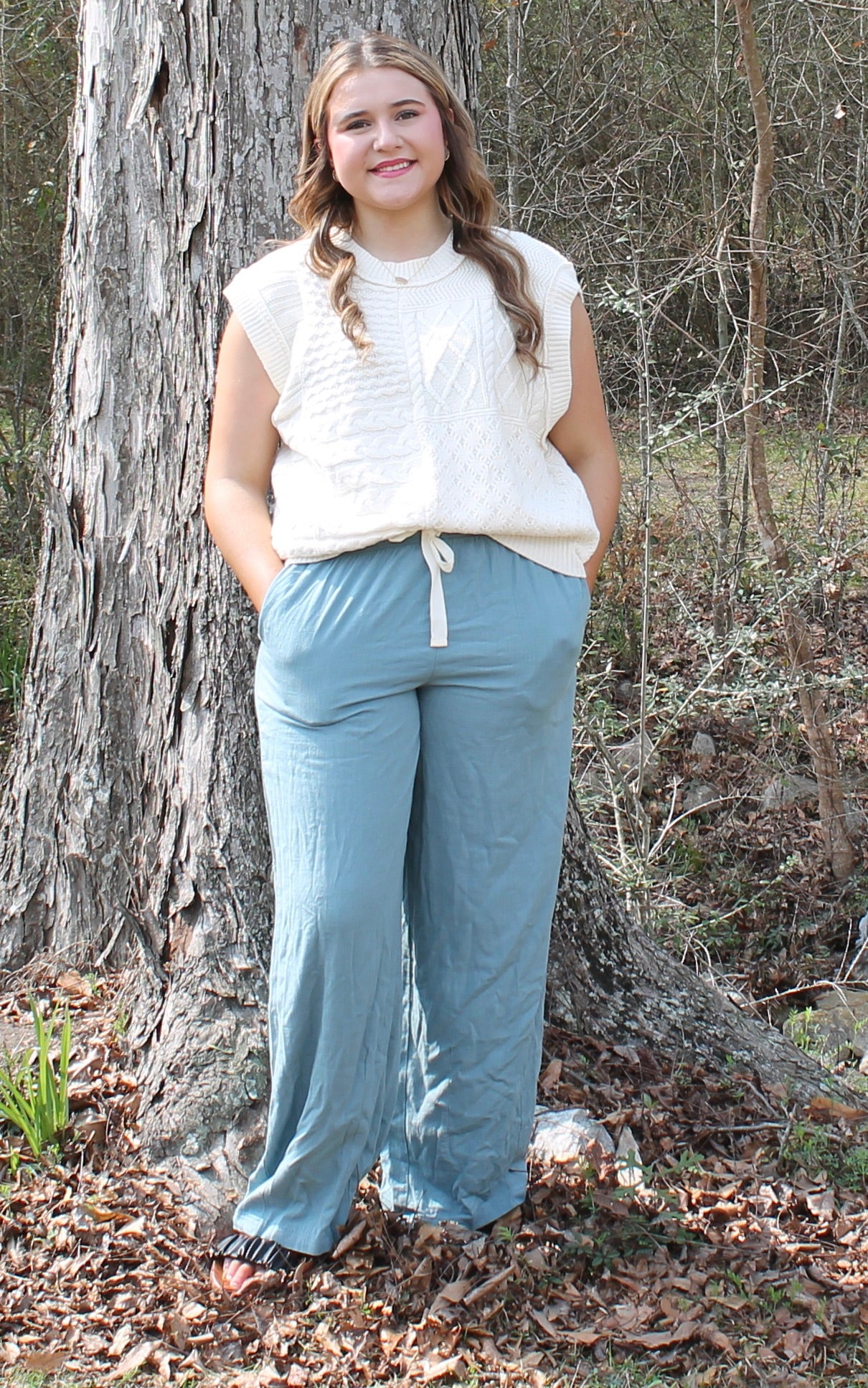 Zenana Light Denim Linen Pants