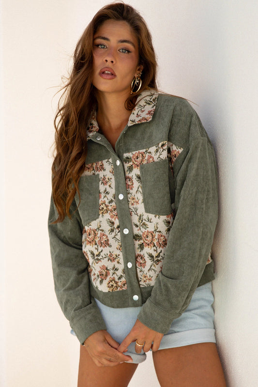 PREORDER: green and floral patchwork jacket
