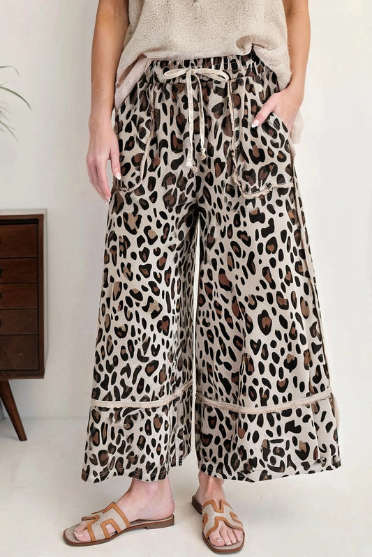 PREORDER: leopard wide leg cropped pants