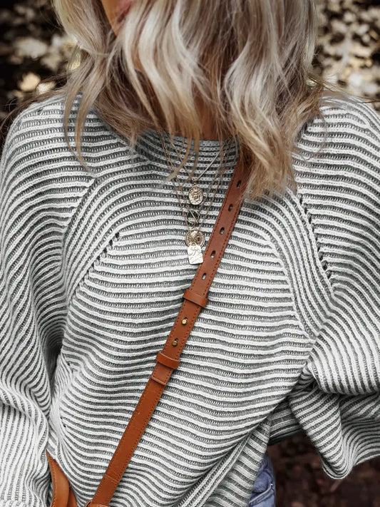 PREORDER: Striped Ribbed Knit Baggy Sweater