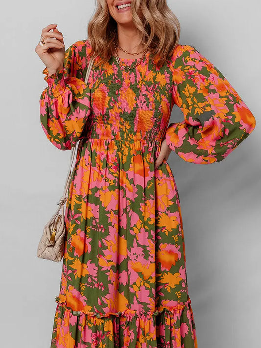 PREORDER: Green floral maxi dress