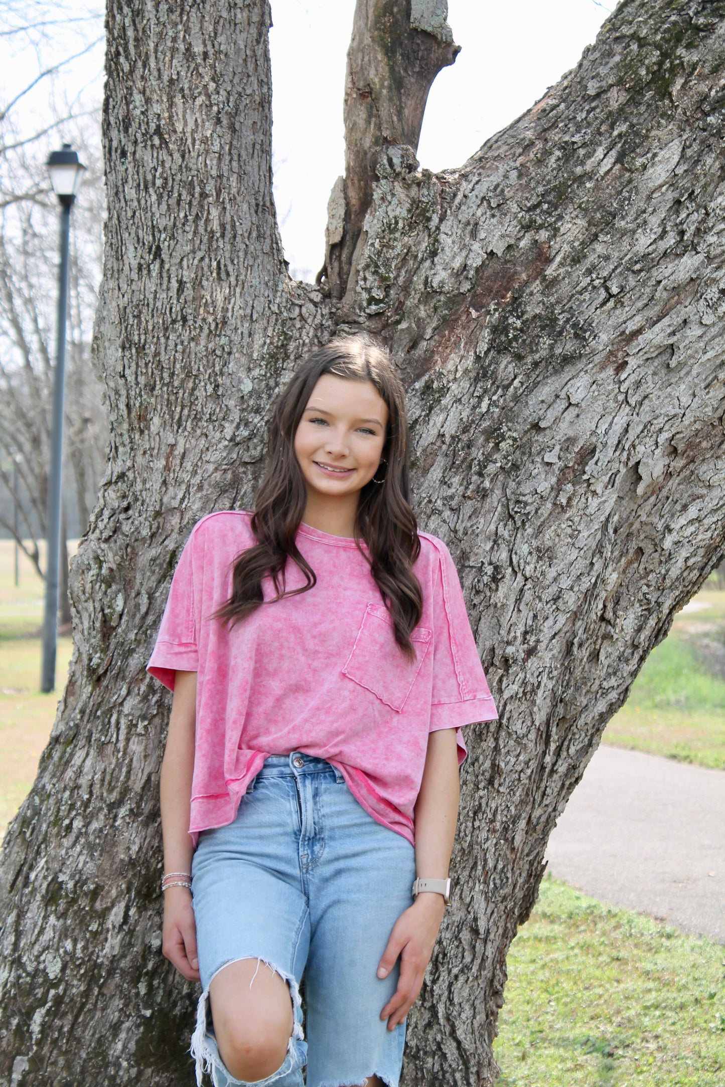 Zenana Red Acid Washed Oversized Cropped Tee