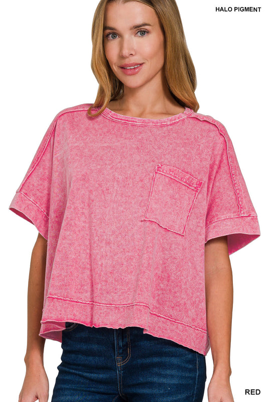 Red Halo Snow Washed Oversized Cropped Box Tee