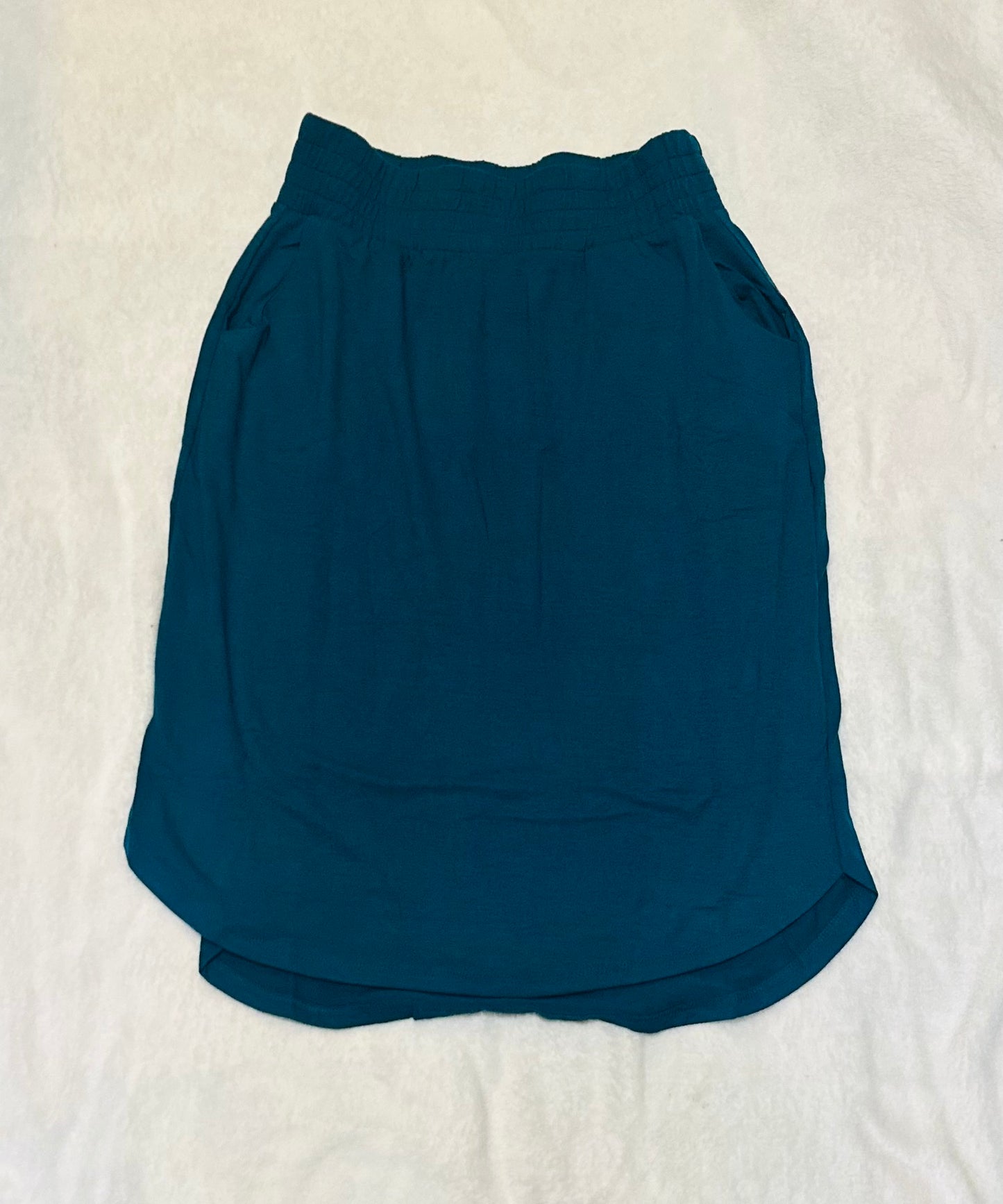 Teal tulip hem knee length skirt