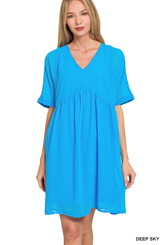 Swiss Dot Babydoll v-neck dress