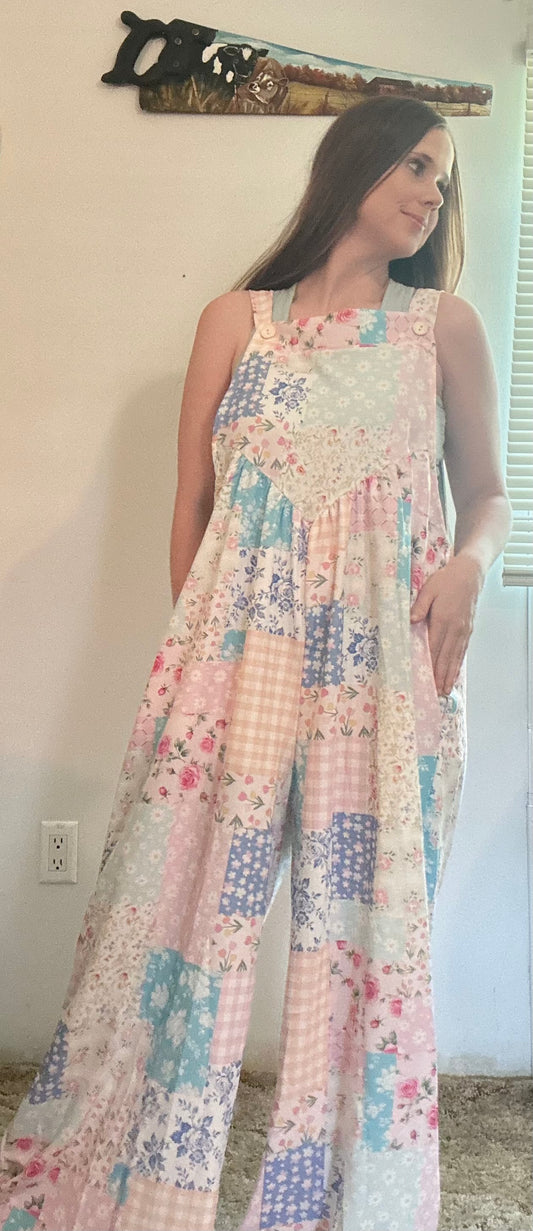 Floral Patchwork Overalls